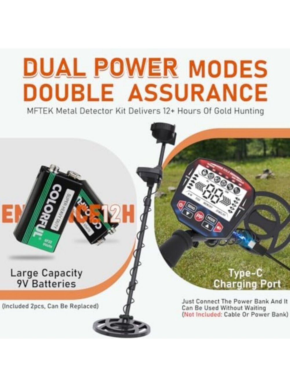 Professional Metal Detector for Adults, Waterproof 10" Coil, LCD Display, 5 - Picture 5 of 6